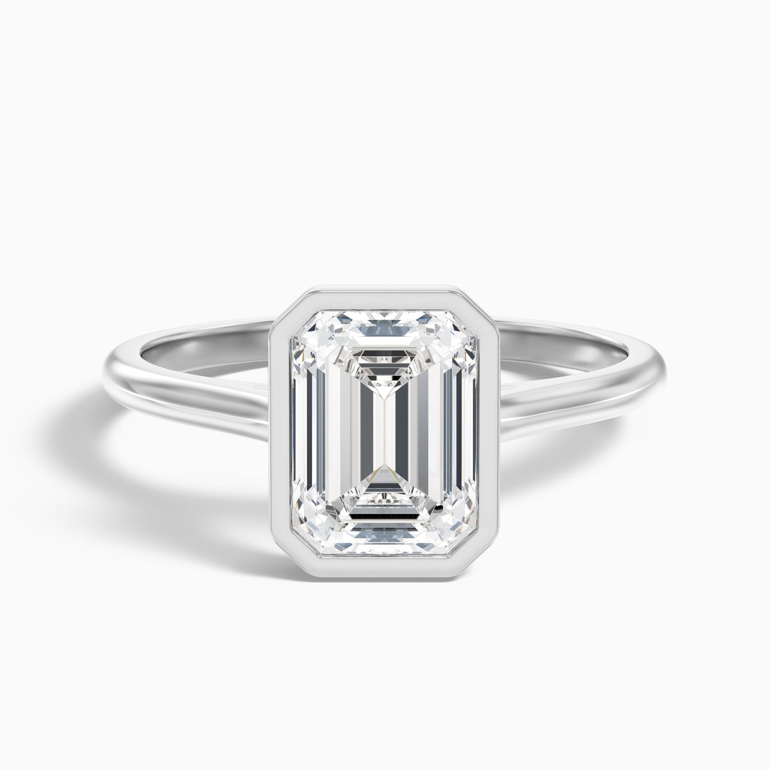 Eryn 5 Carat Emerald Cut Bezel Set Lab Grown Diamond Ring in 10k Yellow Gold