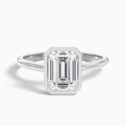 Eryn 2.5 Carat Emerald Cut Bezel Set Lab Grown Diamond Ring in 18k Yellow Gold