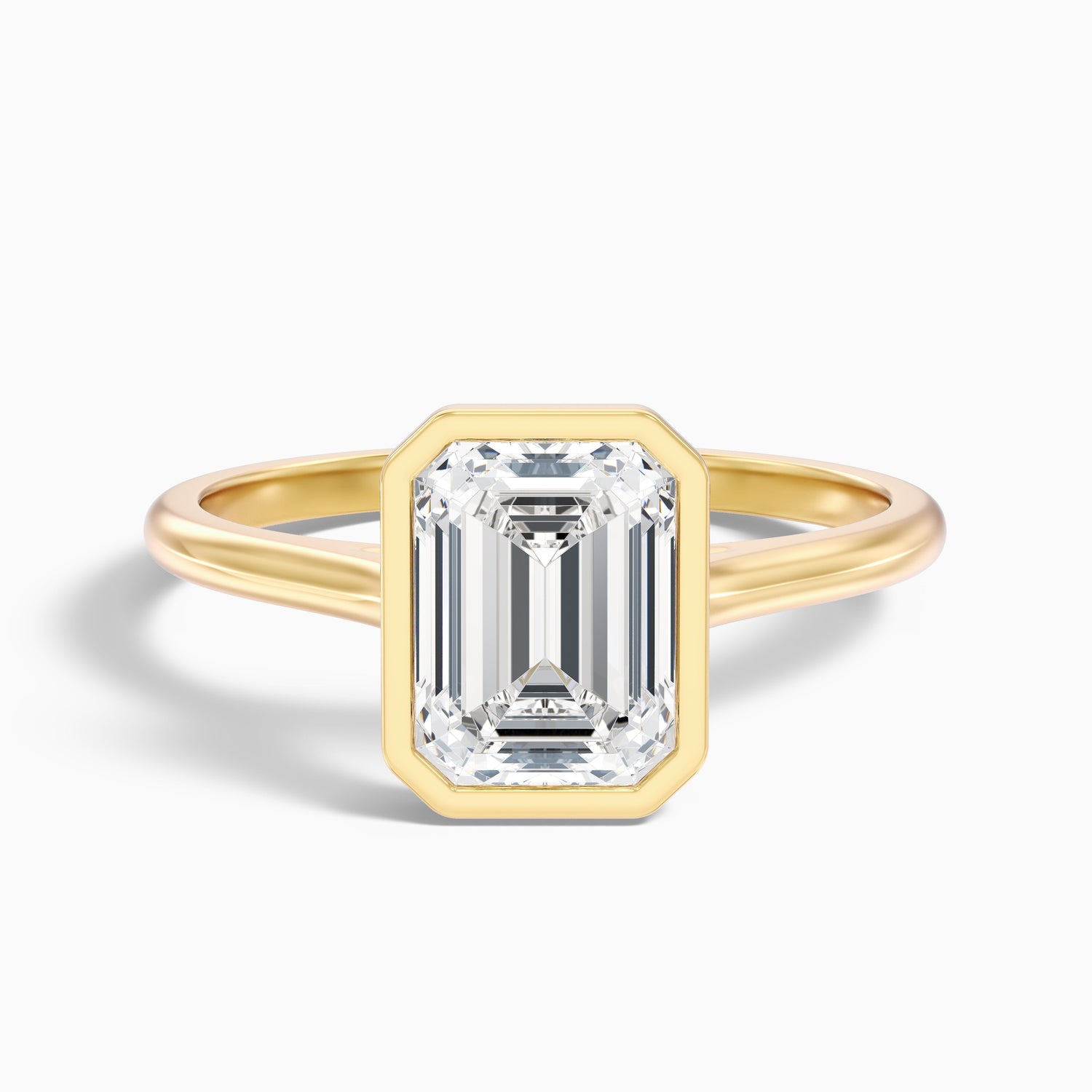 Vera 3.5 Carat Emerald Cut Bezel Set Moissanite Diamond Ring in 14k White Gold
