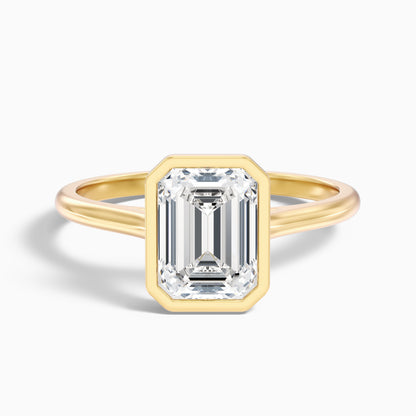 Eryn 3 Carat Emerald Cut Bezel Set Lab Grown Diamond Ring in 18k Rose Gold