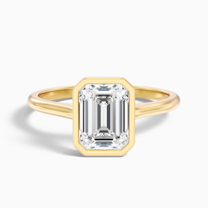 Vera 4 Carat Emerald Cut Bezel Set Moissanite Diamond Ring in 925 Sterling Silver