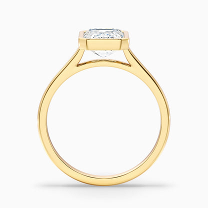 Vera 3.5 Carat Emerald Cut Bezel Set Moissanite Diamond Ring in 14k White Gold