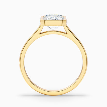 Vera 2 Carat Emerald Cut Bezel Set Moissanite Diamond Ring in 925 Sterling Silver