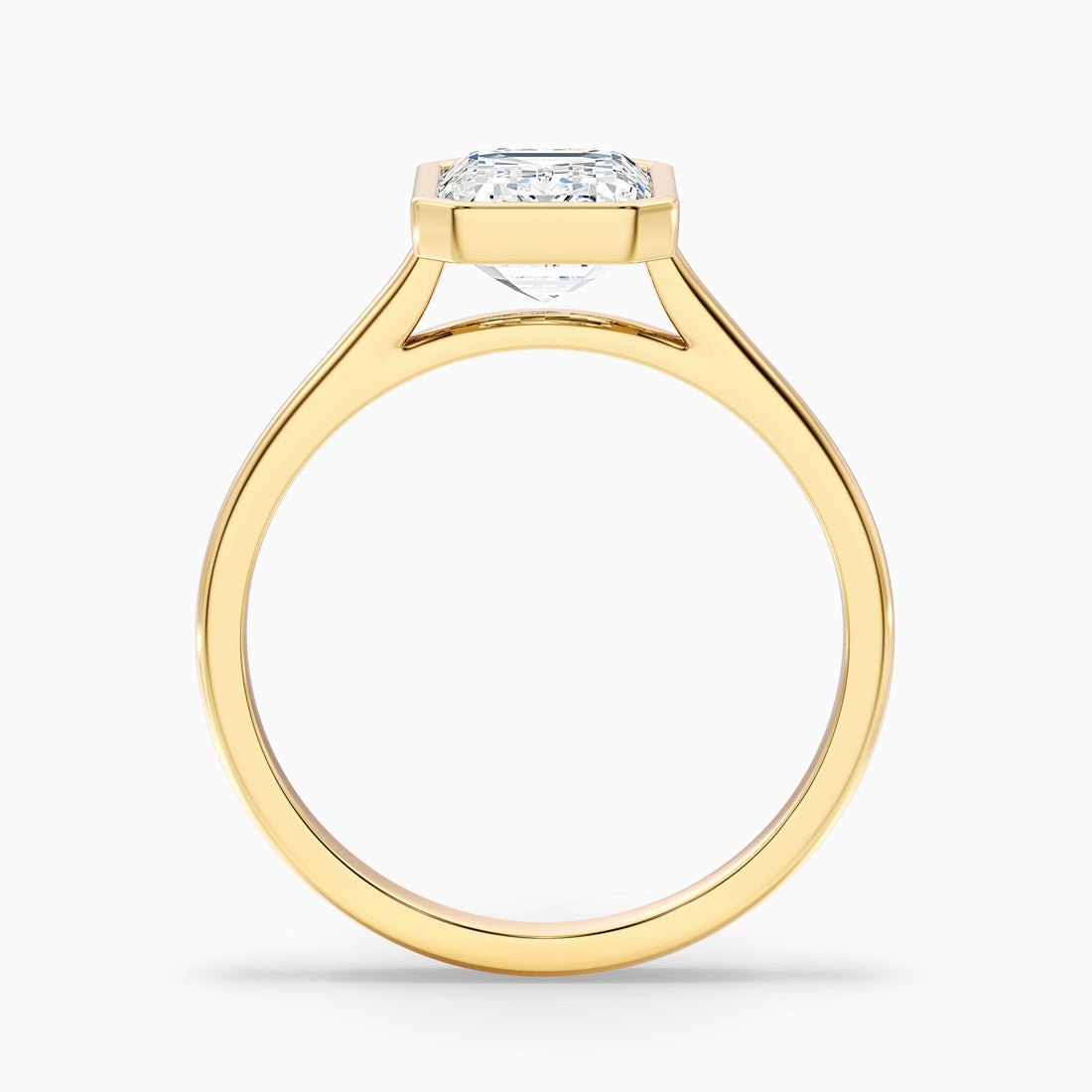 Custom Order: Eryn 2.5 Carat Emerald Cut Bezel Set Lab Grown Diamond Ring in 10k Yellow Gold With 2.00 MM (Band)  DestGlow