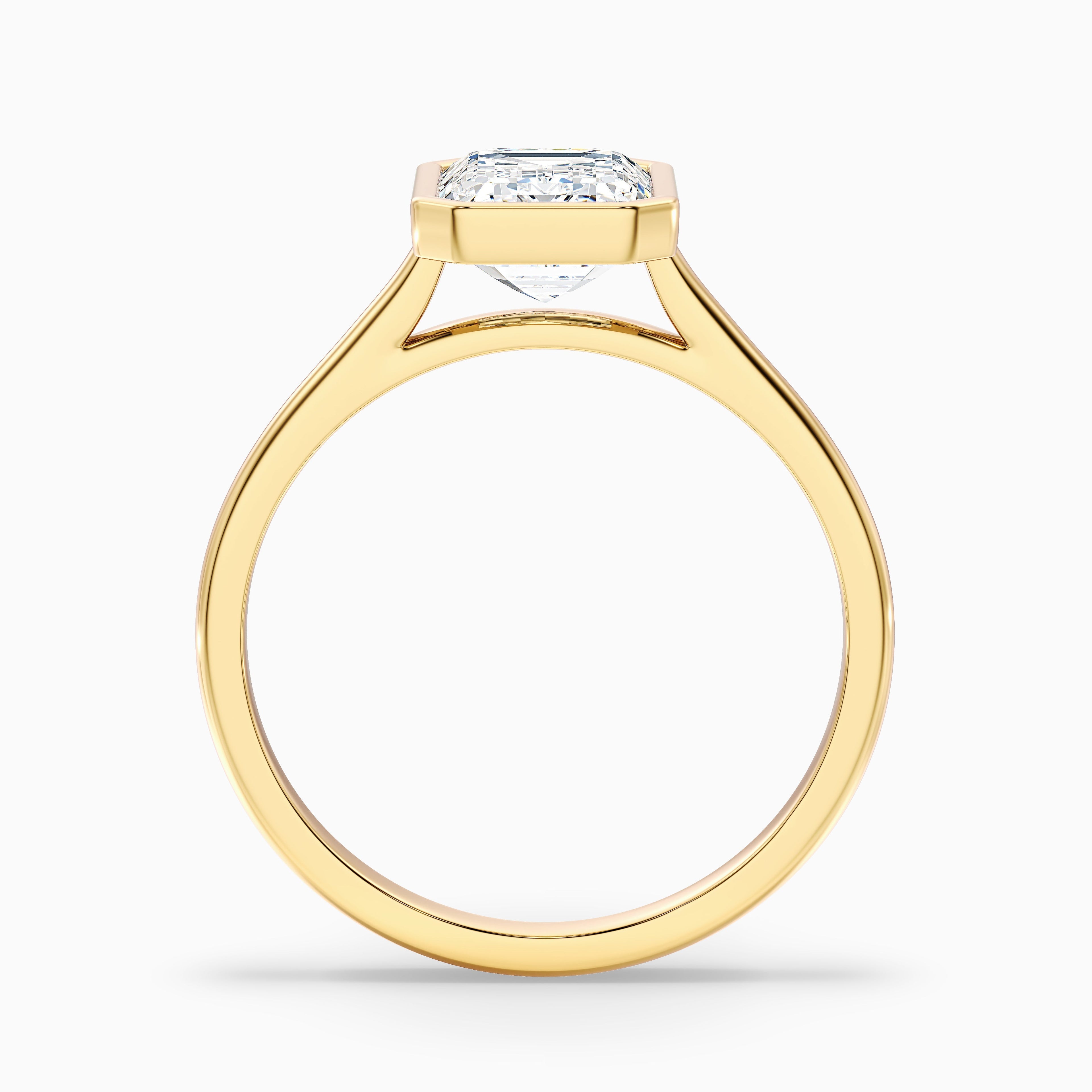Eryn 1.5 Carat Emerald Cut Bezel Set Lab Grown Diamond Ring in 10k Rose Gold