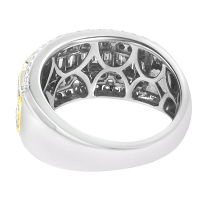 10K White and Yellow Gold 1.00 Cttw Baguette and Round cut Diamond Art Deco Multi-Row Ring Band (I-J Color, I1-I2 Clarity) - Ring Size 7 by Bids.com