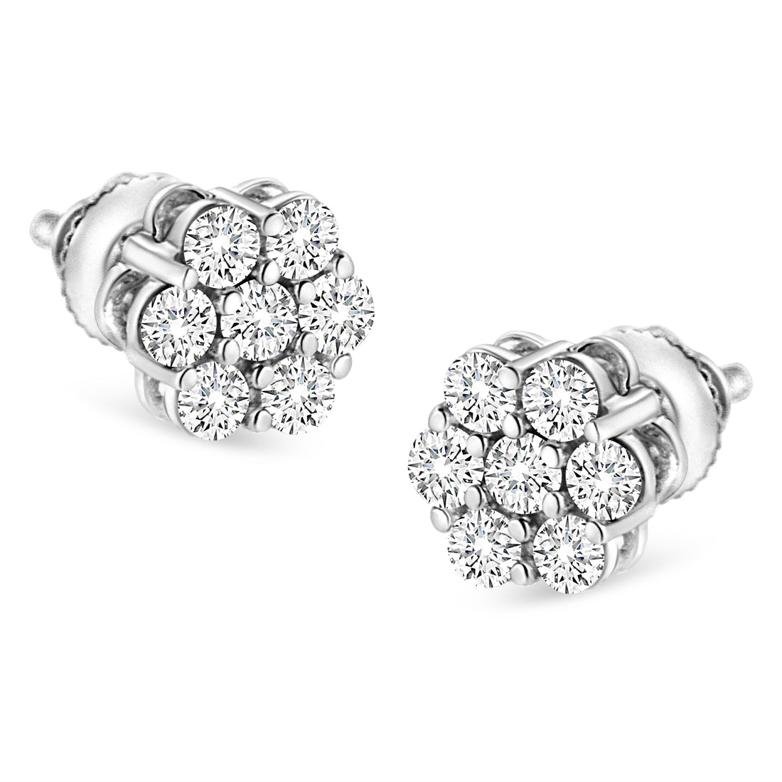 14K White Gold 1/2 cttw Round-Cut Diamond Floral Stud Earrings (I-J Color, SI2-I1 Clarity) by Bids.com
