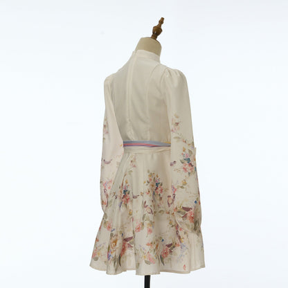 Women Printed Long Sleeved Short Dress  DestGlow