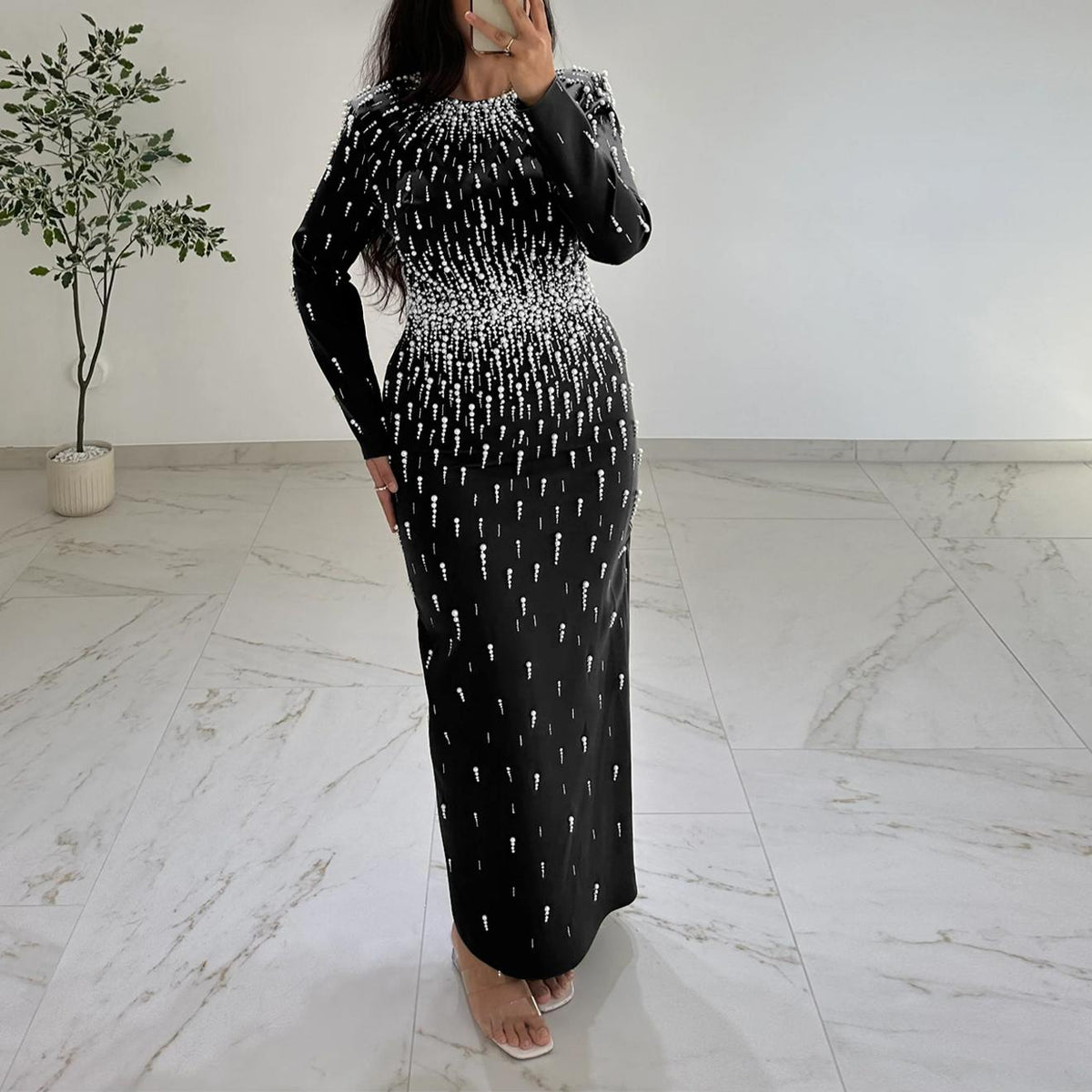 Women Rhinestone Hip Wrapped Dress Light Luxury Dinner Dress  DestGlow