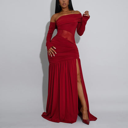 Women Wear Sexy Tube Top See through Split Dinner Dress  DestGlow
