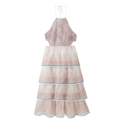 Women Clothing Sexy Multi Layer Lace Decoration Halter Lace up  DestGlow