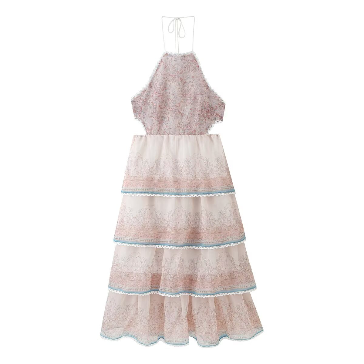 Women Clothing Sexy Multi Layer Lace Decoration Halter Lace up  DestGlow