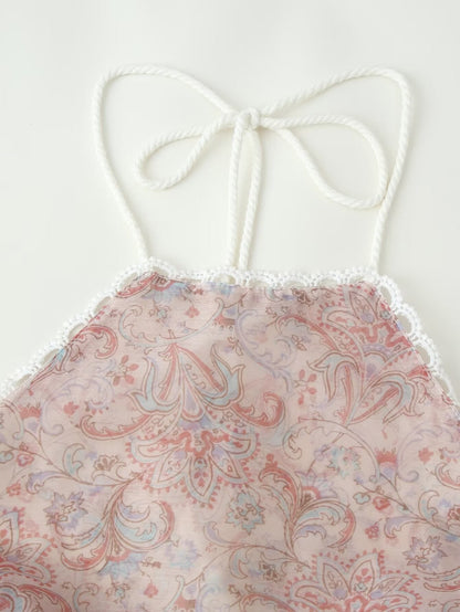 Women Clothing Sexy Multi Layer Lace Decoration Halter Lace up  DestGlow