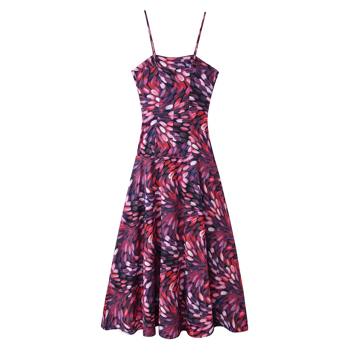 Women Clothing Autumn Sexy Printed Waist Strap Large Swing Dress  DestGlow