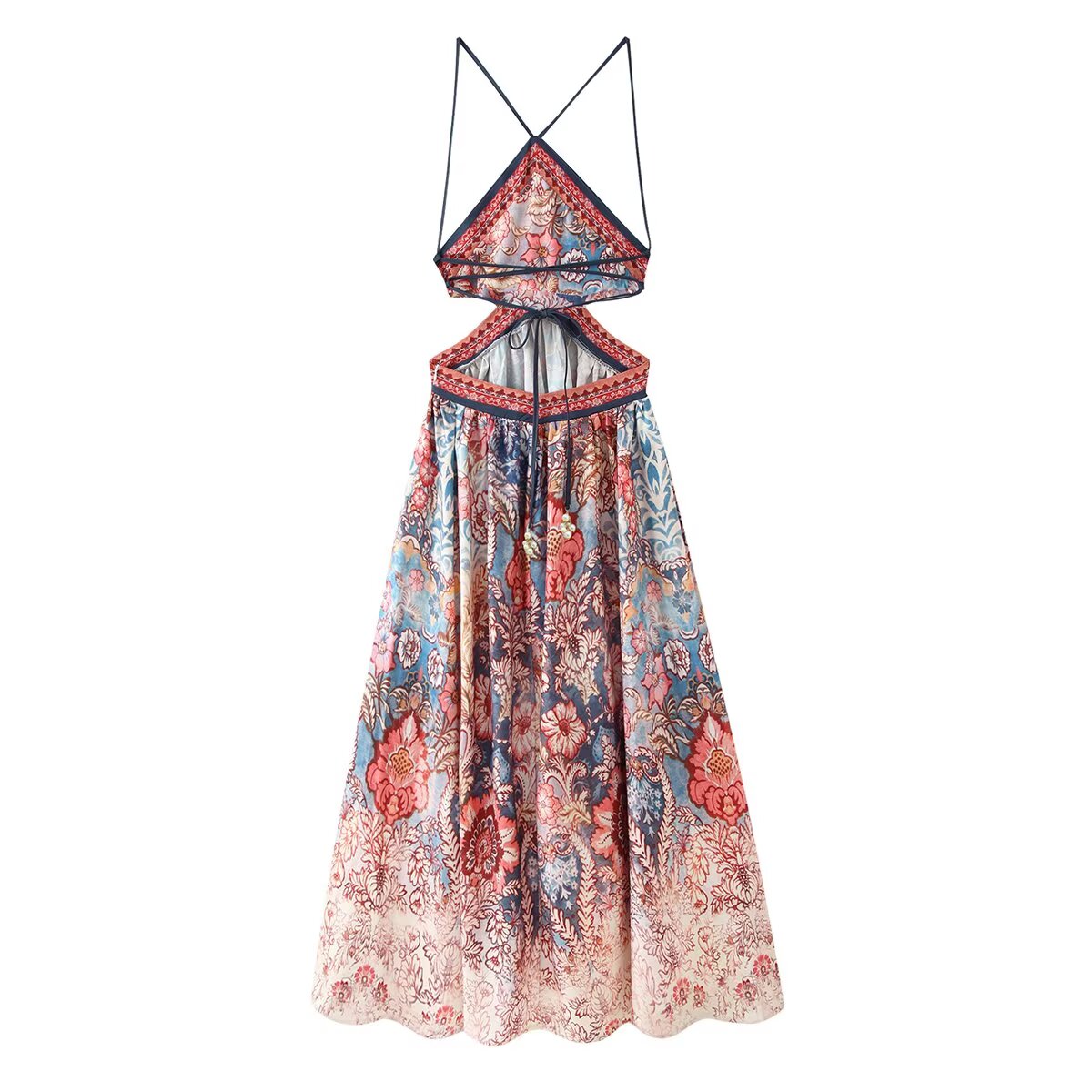 Women Clothing Fall Slim Fit Backless Hollow Out Cutout out Cropped Halter Dress  DestGlow