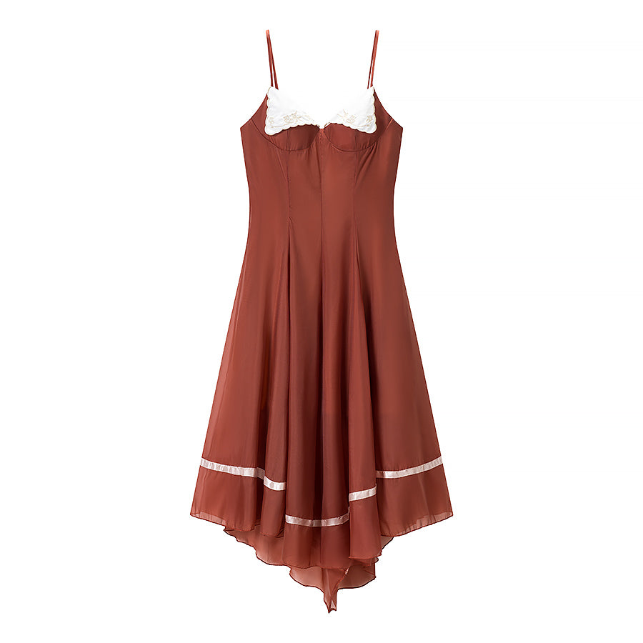 Women Office Embroidered Strap Dress  DestGlow