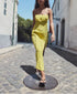 Early Autumn Women Clothing Sweet Straight Collar Polka Dot Trim Midi Dress Strap Dress  DestGlow
