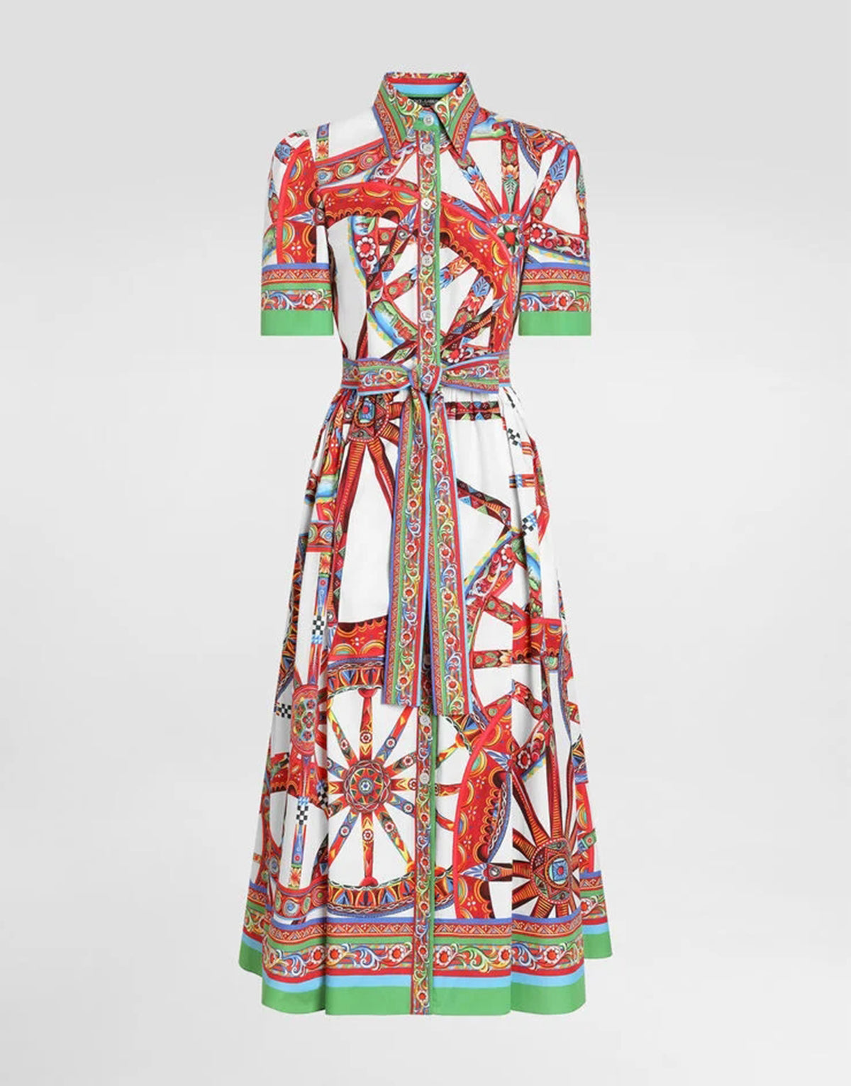 Women Summer Printed Collar Neck Blouse Paired With A Line Dress  DestGlow