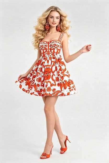 Women Summer Printed Retro Style Floral Dress  DestGlow