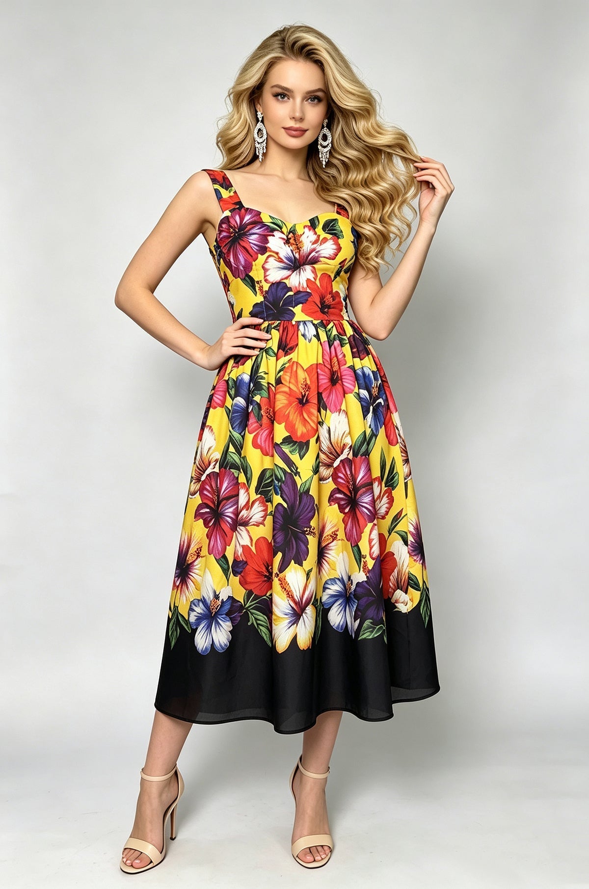 Women Summer Printed A Line Dress  DestGlow