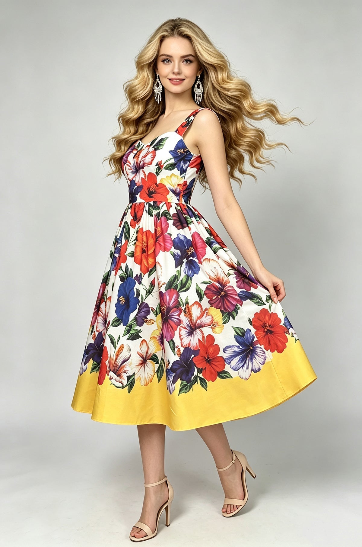 Women Summer Printed A Line Dress  DestGlow
