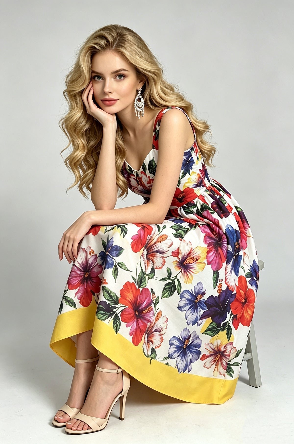 Women Summer Printed A Line Dress  DestGlow