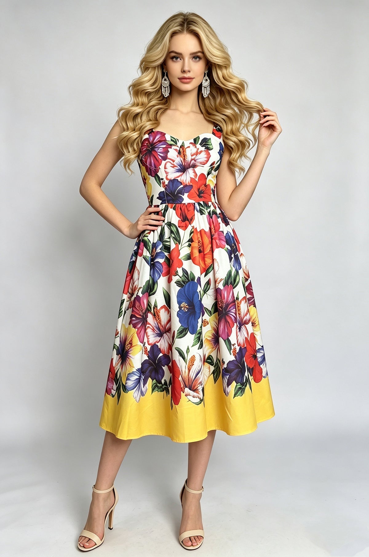 Women Summer Printed A Line Dress  DestGlow