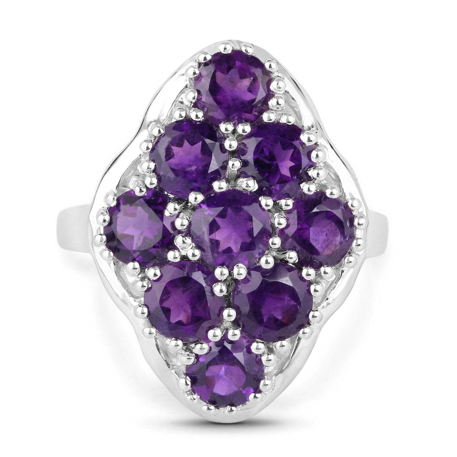 4.05 Carat Genuine Amethyst .925 Sterling Silver Ring  DestGlow