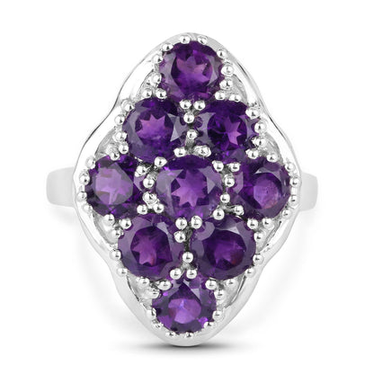 4.05 Carat Genuine Amethyst .925 Sterling Silver Ring  DestGlow