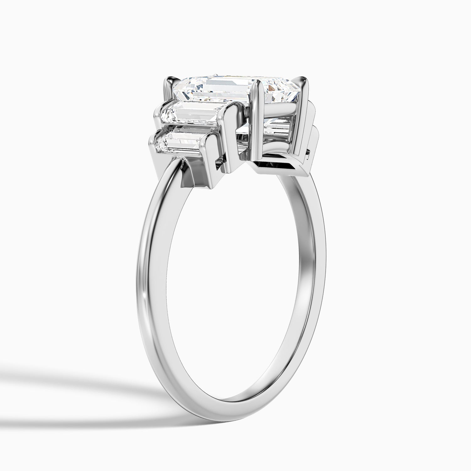 Kora 2 Carat Five Stone Emerald Cut With Baguette Side Stone Lab Grown Diamond Ring in 14k Yellow Gold