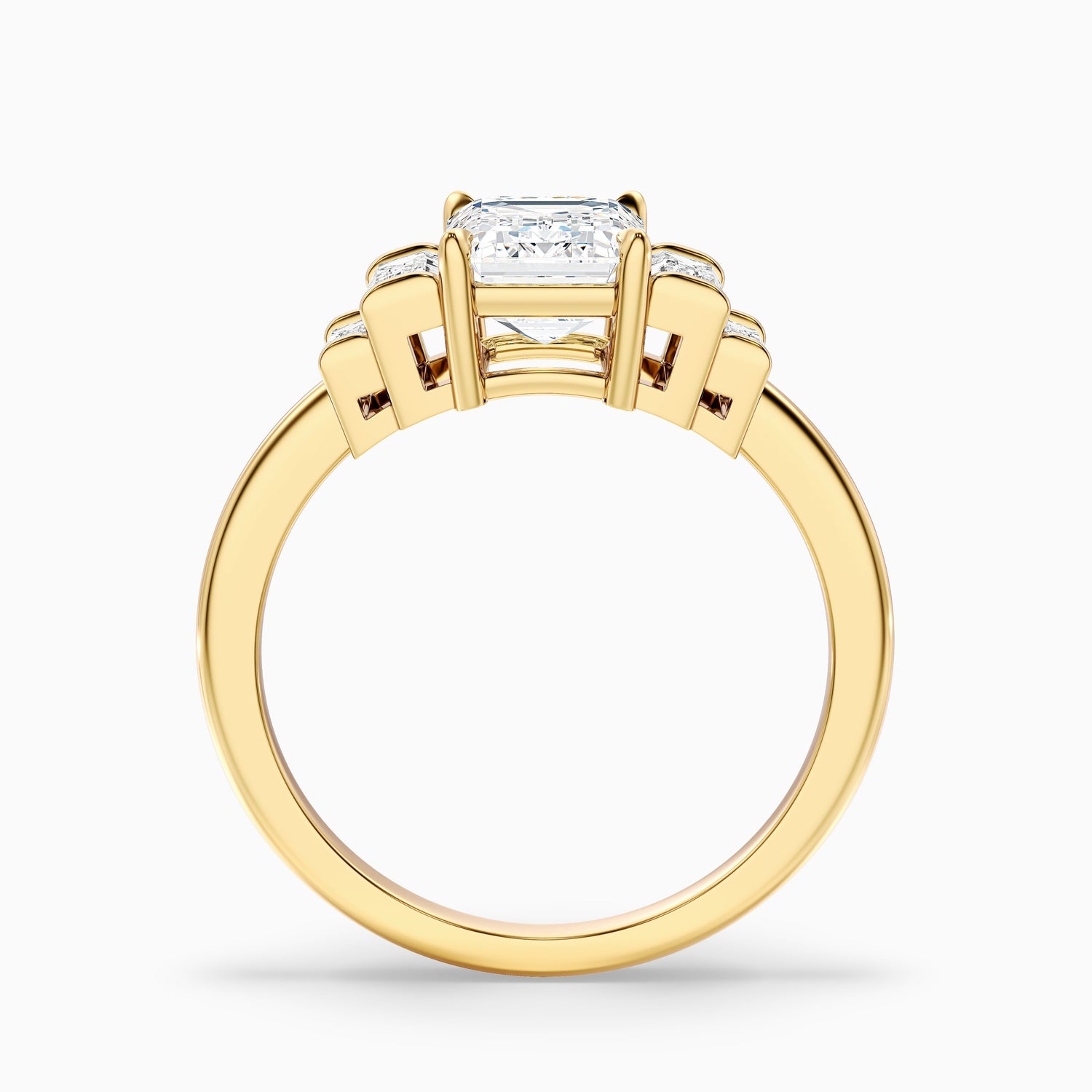 Riley 2.5 Carat Five Stone Emerald With Baguette Side Stones Moissanite Diamond Ring in 925 Sterling Silver