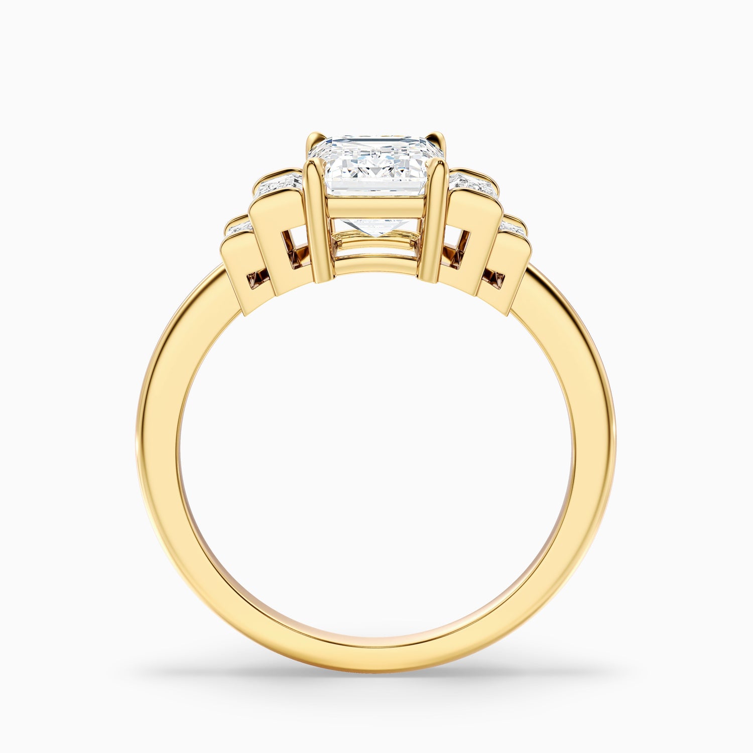 Kora 4 Carat Five Stone Emerald Cut With Baguette Side Stone Lab Grown Diamond Ring in 14k White Gold