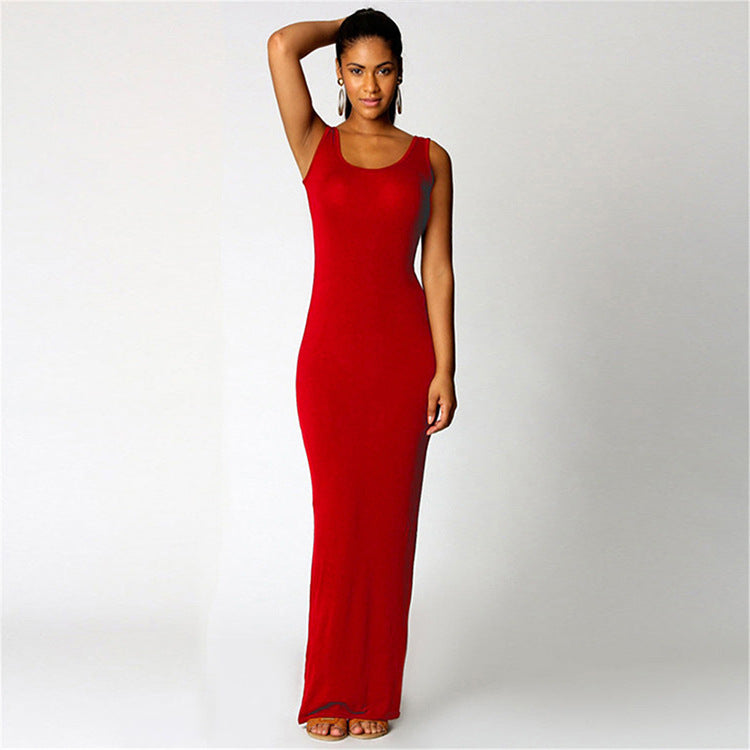 Summer Casual Women Clothing Sexy Vest Maxi Dress Sleeveless Slim Dress by Ragazza