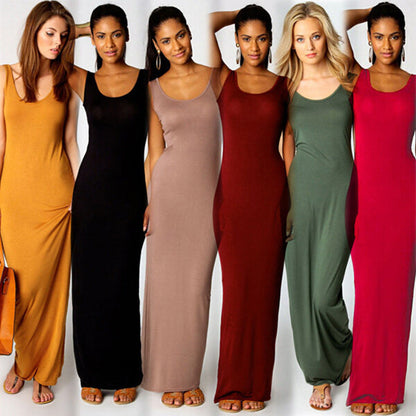 Summer Casual Women Clothing Sexy Vest Maxi Dress Sleeveless Slim Dress by Ragazza