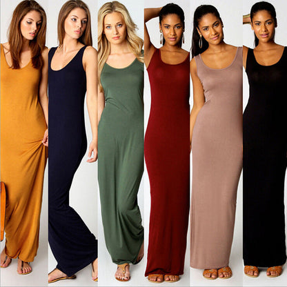 Summer Casual Women Clothing Sexy Vest Maxi Dress Sleeveless Slim Dress by Ragazza