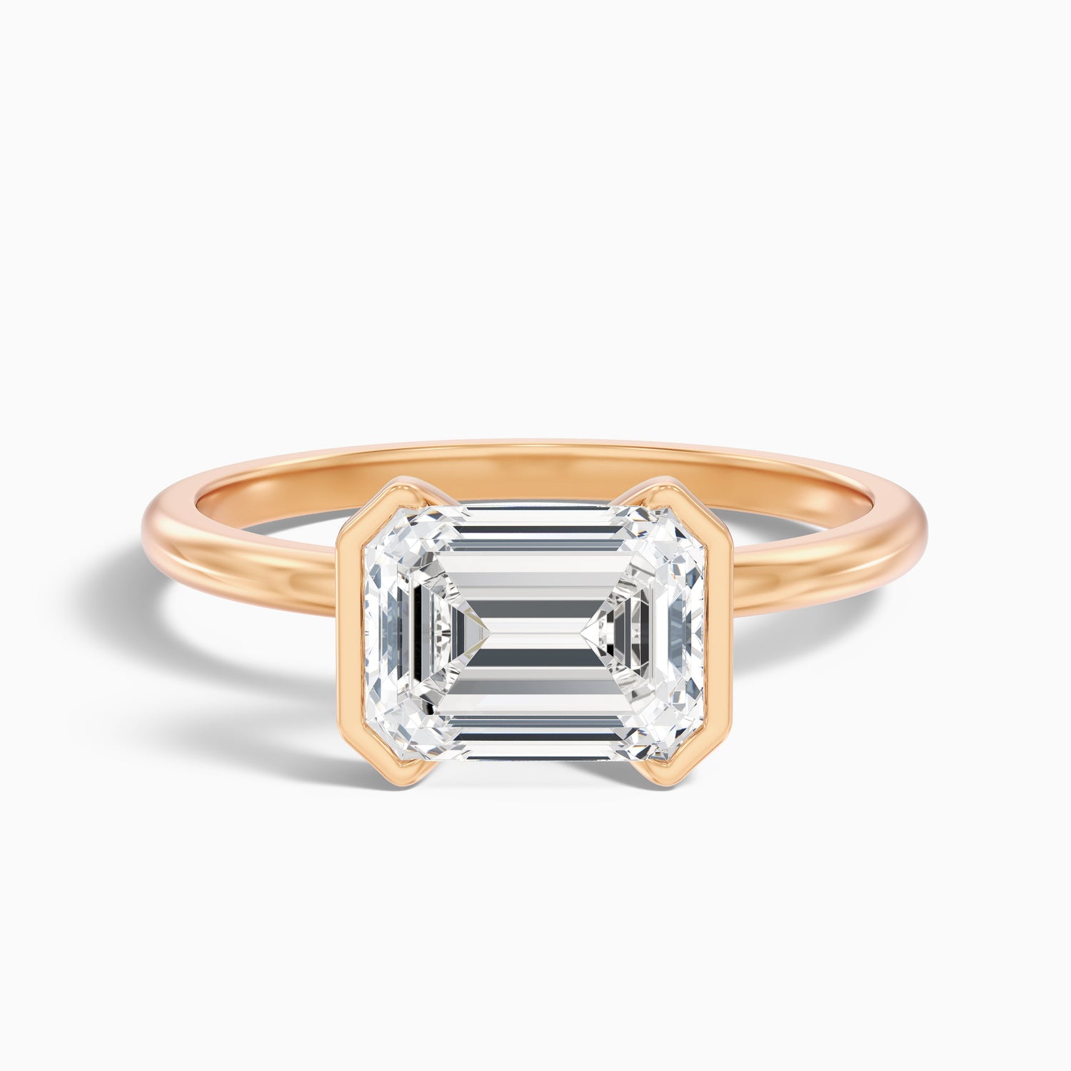 Lylah 2.5 Carat Emerald Half Bezel Lab Grown Diamond Ring in 14k White Gold
