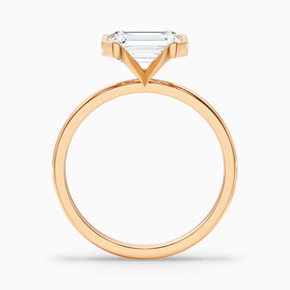 Mila 3 Carat Emerald Half Bezel Moissanite Diamond Ring in 10k Yellow Gold