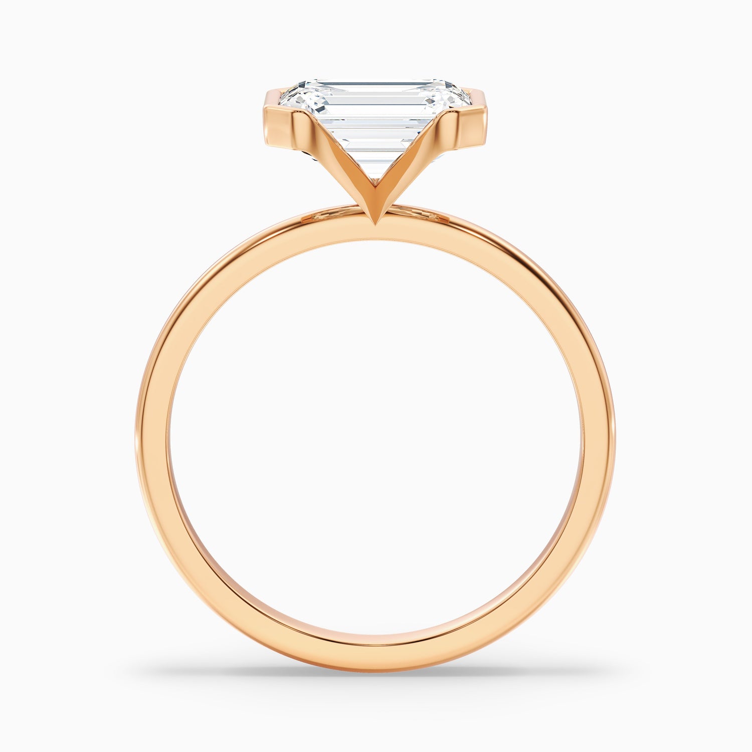 Mila 2.5 Carat Emerald Half Bezel Moissanite Diamond Ring in 18k Rose Gold
