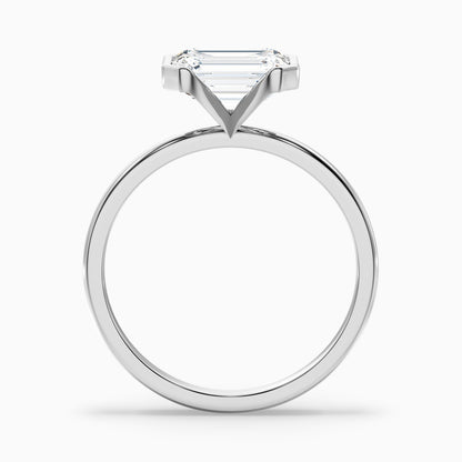 Lylah 5 Carat Emerald Half Bezel Lab Grown Diamond Ring in 14k White Gold