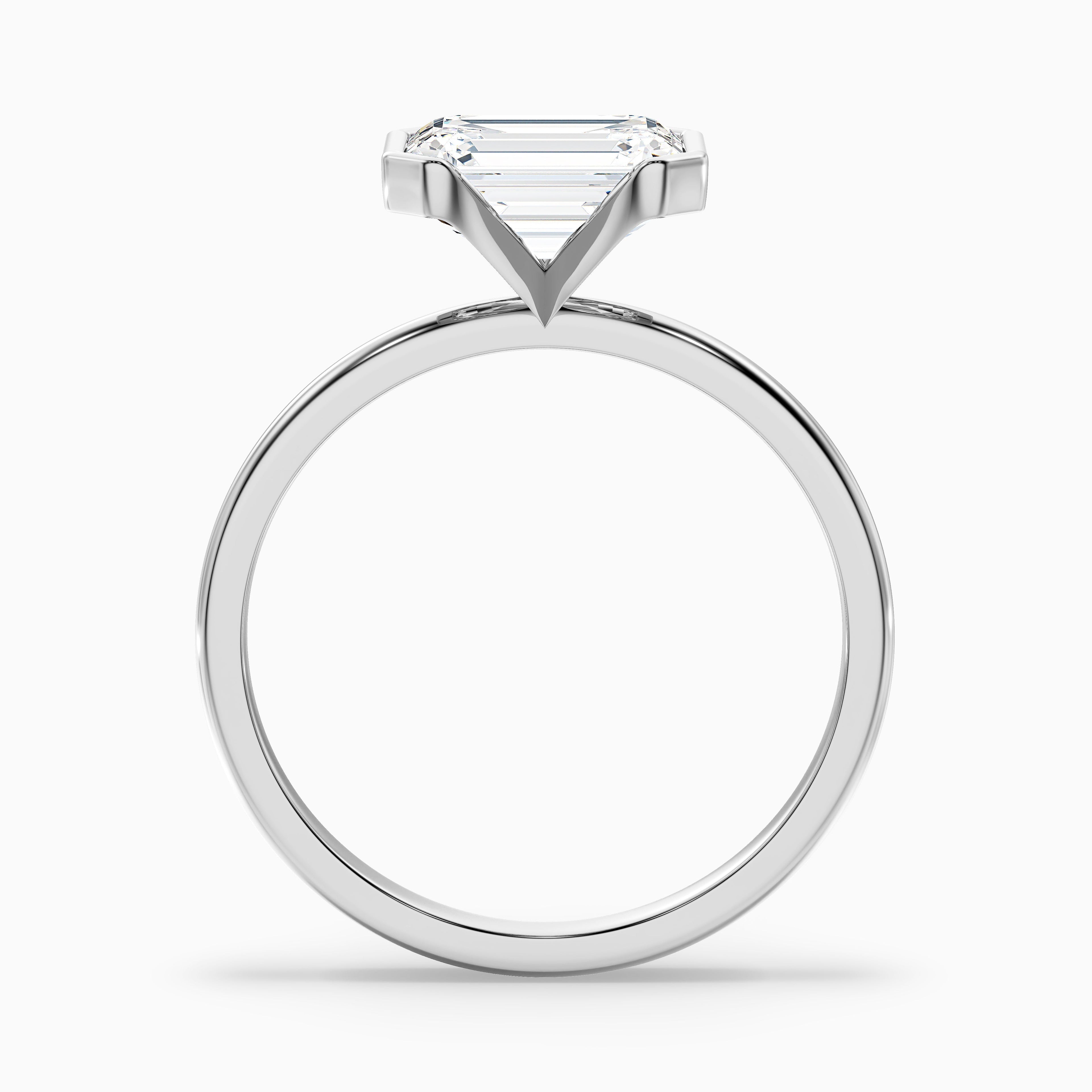 Lylah 2.5 Carat Emerald Half Bezel Lab Grown Diamond Ring in Platinum