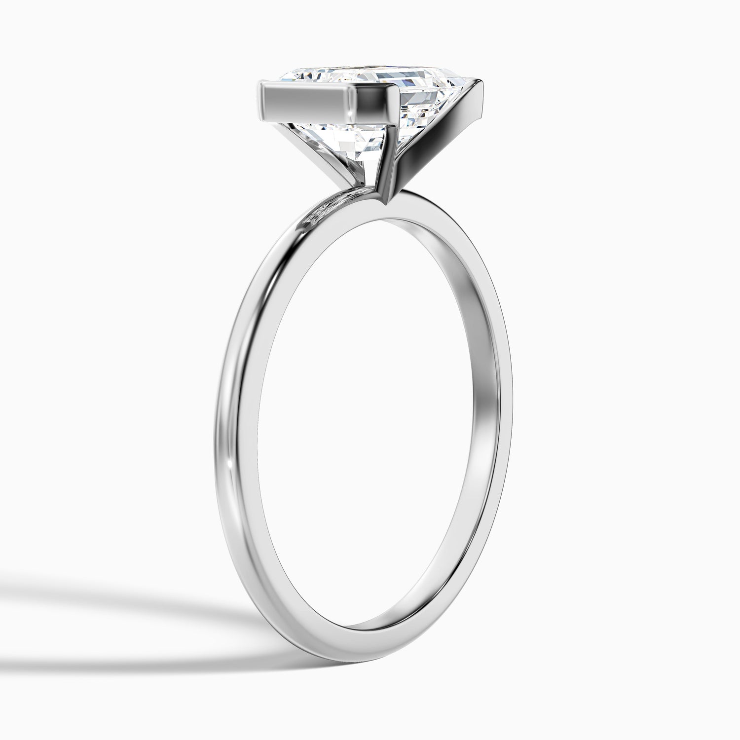 Mila 1.5 Carat Emerald Half Bezel Moissanite Diamond Ring in Platinum