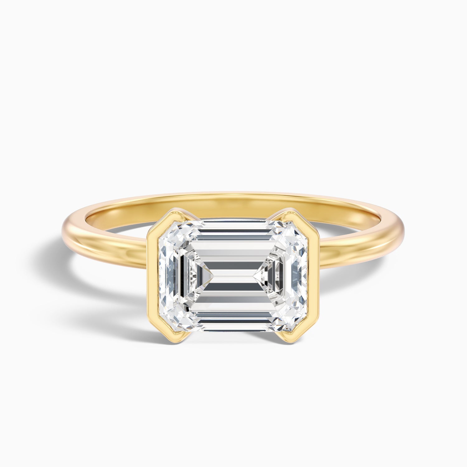 Mila 3 Carat Emerald Half Bezel Moissanite Diamond Ring in 925 Sterling Silver