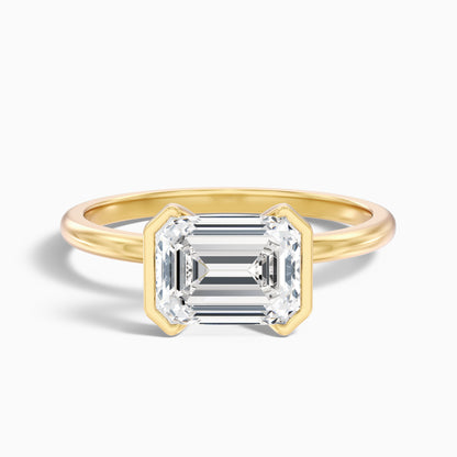 Mila 5.5 Carat Emerald Half Bezel Moissanite Diamond Ring in 925 Sterling Silver