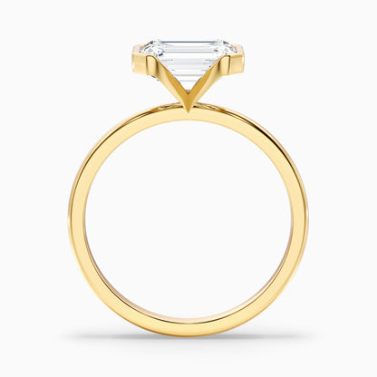 Lylah 4 Carat Emerald Half Bezel Lab Grown Diamond Ring in 10k White Gold