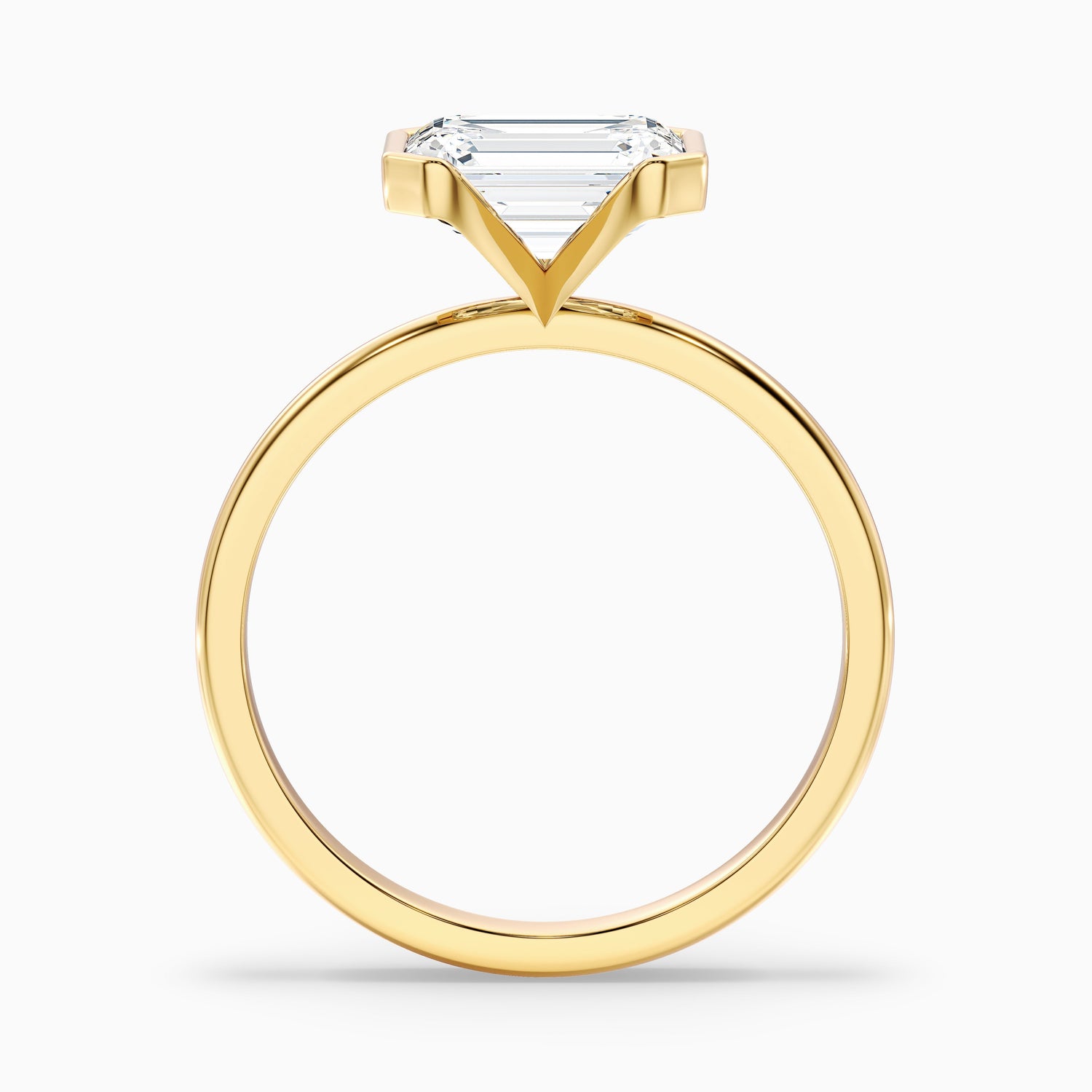 Lylah 3.5 Carat Emerald Half Bezel Lab Grown Diamond Ring in 18k White Gold