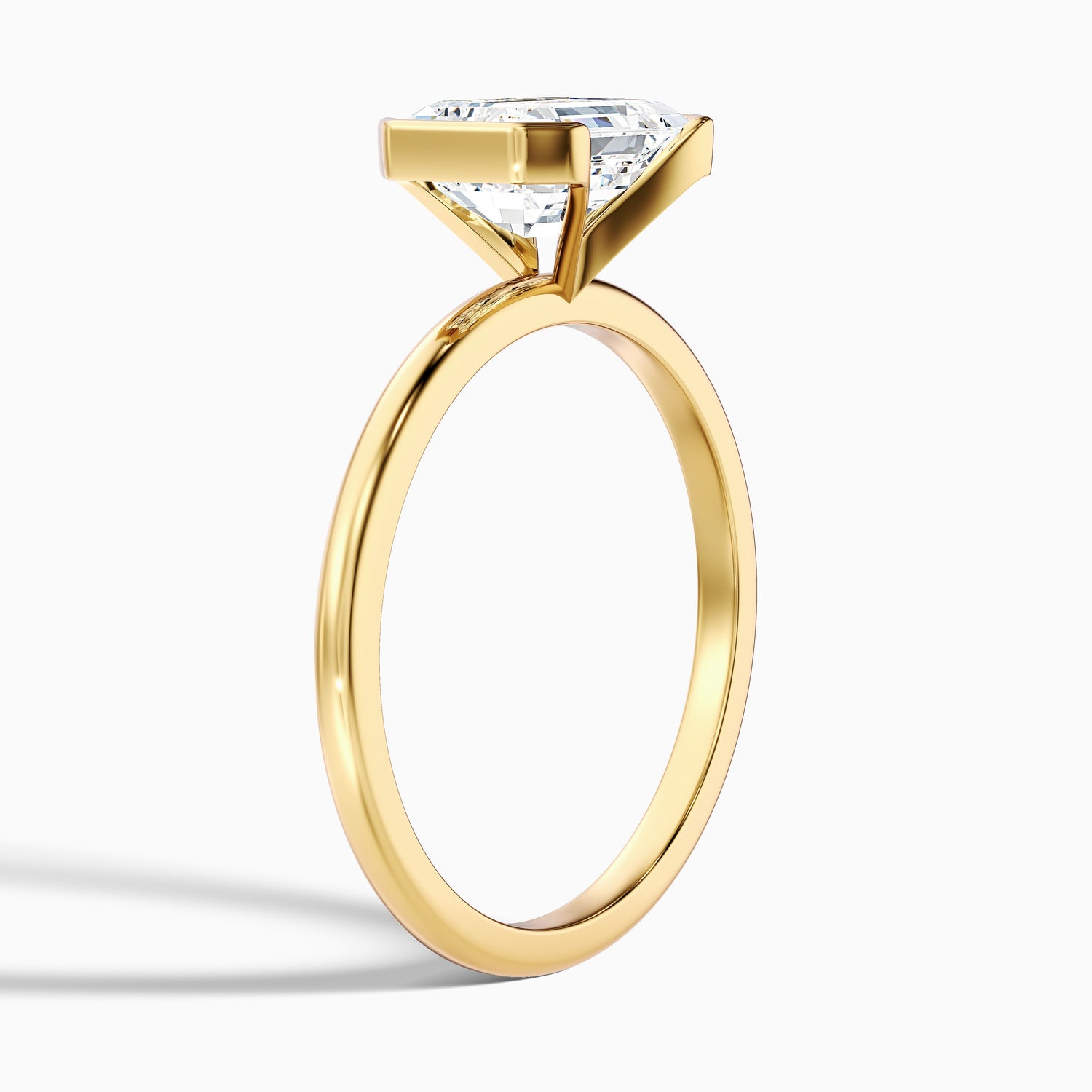Lylah 4.5 Carat Emerald Half Bezel Lab Grown Diamond Ring in 18k Rose Gold