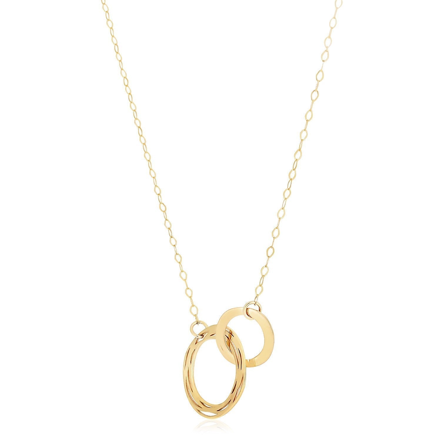 14k Yellow Gold High Polish Linked Double Circle Cutout Necklace  DestGlow