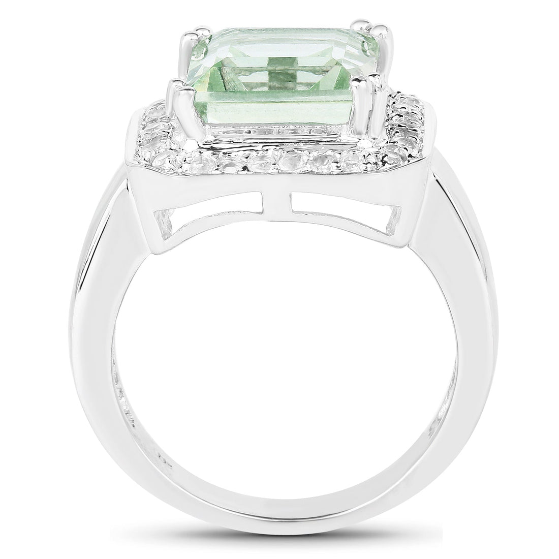 5.21 Carat Genuine Green Amethyst and White Topaz .925 Sterling Silver Ring by Bids.com