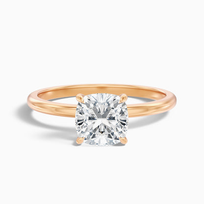 Kyla 5.5 Carat Cushion Cut Hidden Halo Moissanite Diamond Ring in 14k Yellow Gold