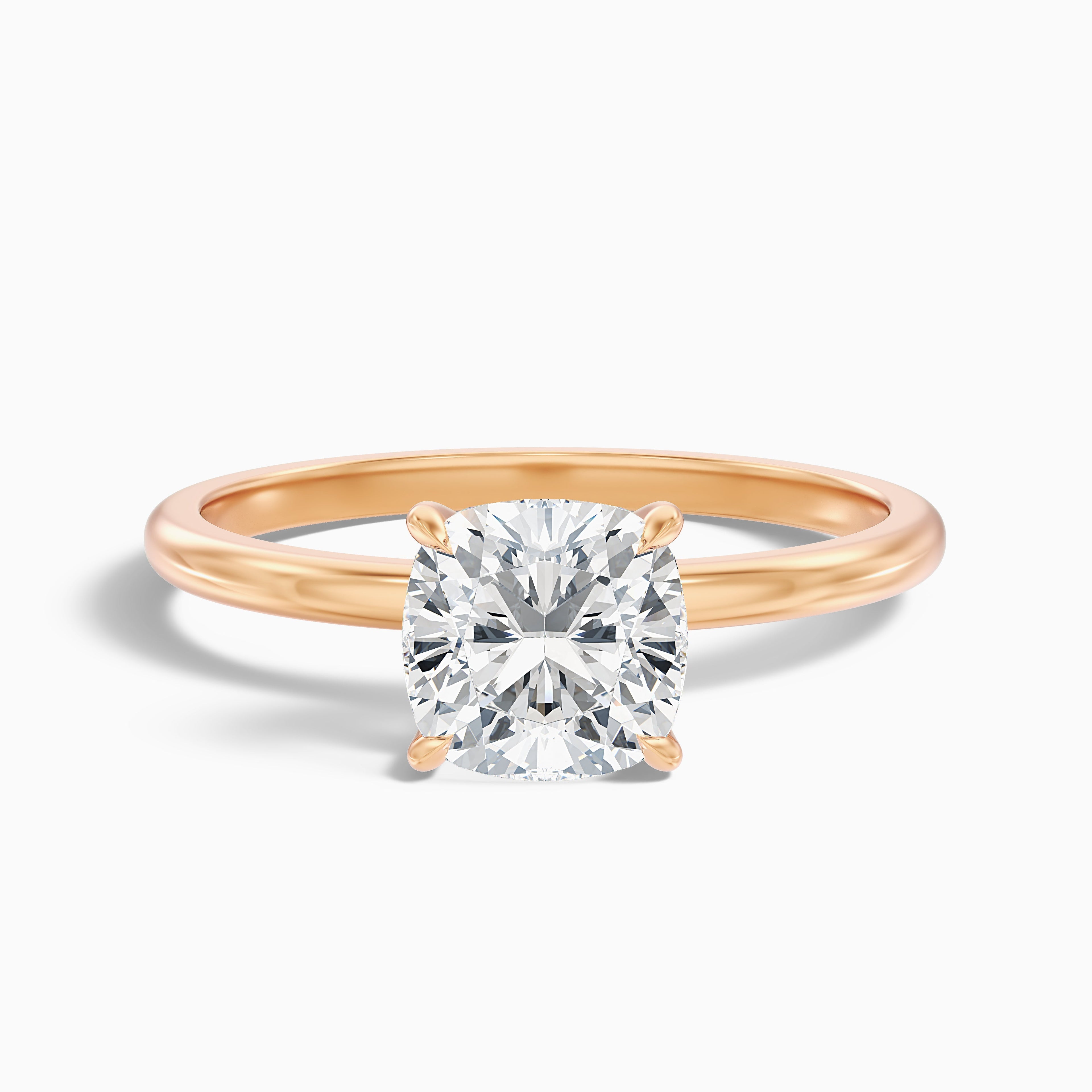 Kyla 1 Carat Cushion Cut Hidden Halo Moissanite Diamond Ring in 14k Rose Gold